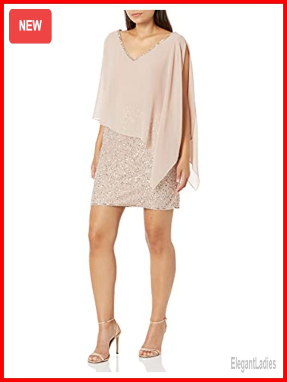 Caplet V-Neck Short Beaded Cocktail Dress Handmade Formal